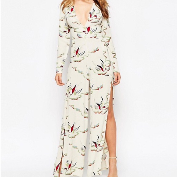 Asos Jumpsuit in Painterly Bird Print - Picture 3 of 3